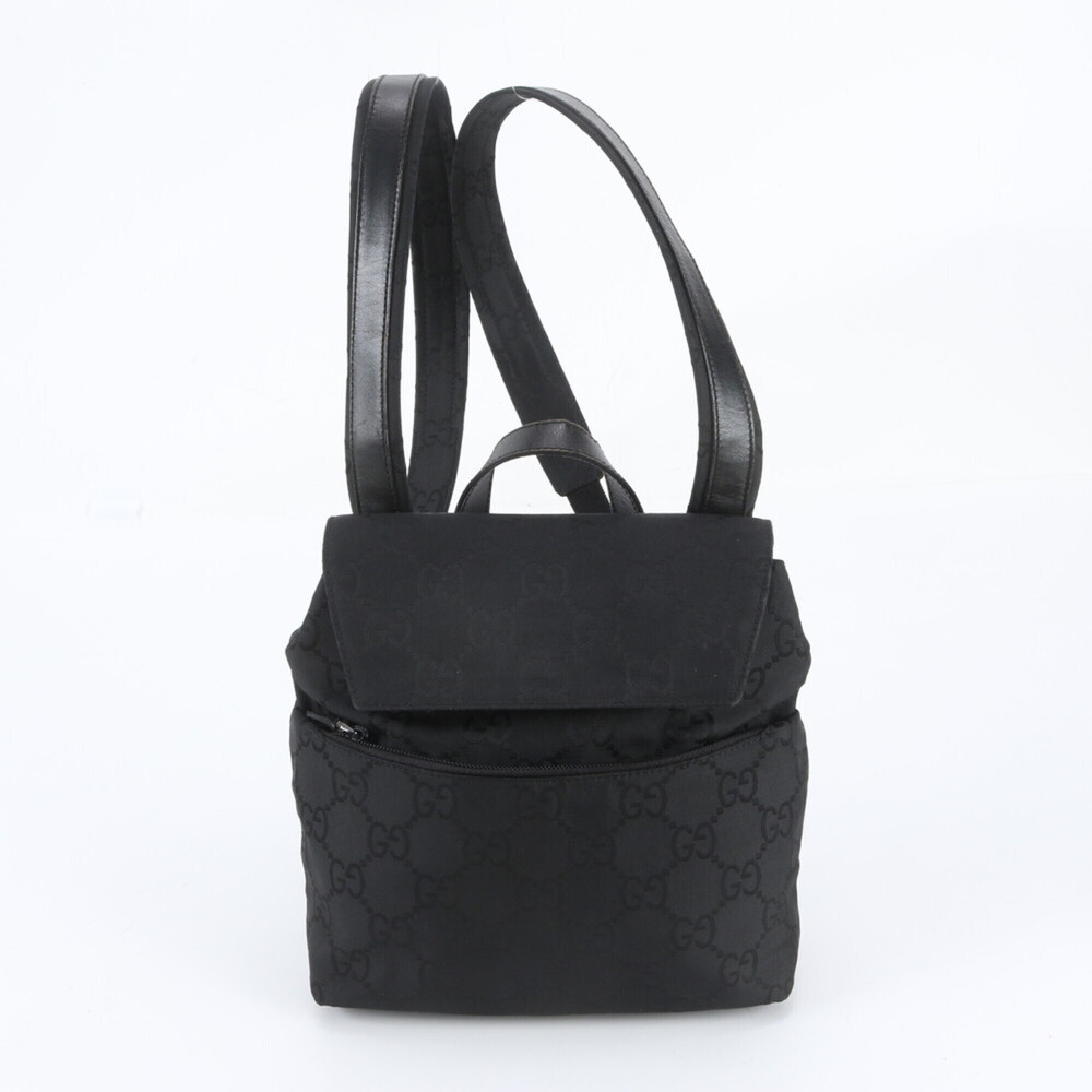 Gucci GG Nylon 003 0242 Leather Backpack/Shoulder Bag, Black, Women's